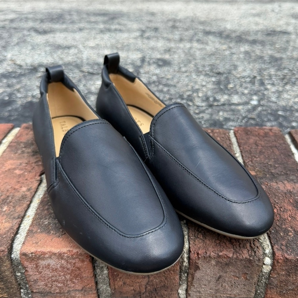 NEW Talbots $149 Women's Black Jessie Gore Nappa Leather Business Loafers 8M